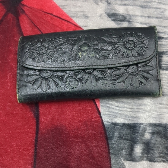 Handbags - Floral Mexican Leather Wallet